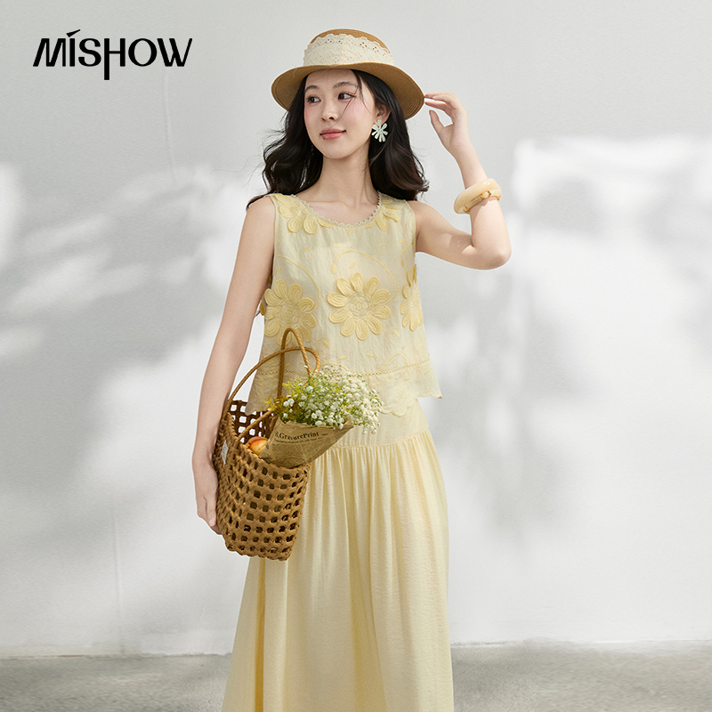 Midi Skirt Floral - Комплект MISHOW: блузка с французской цветочной