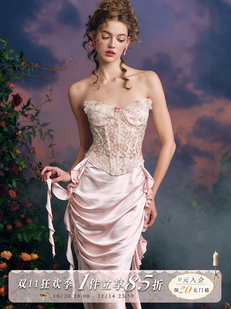 Midi Skirt Floral - Оригинальный дизайн LaceMade, сказочный топ с