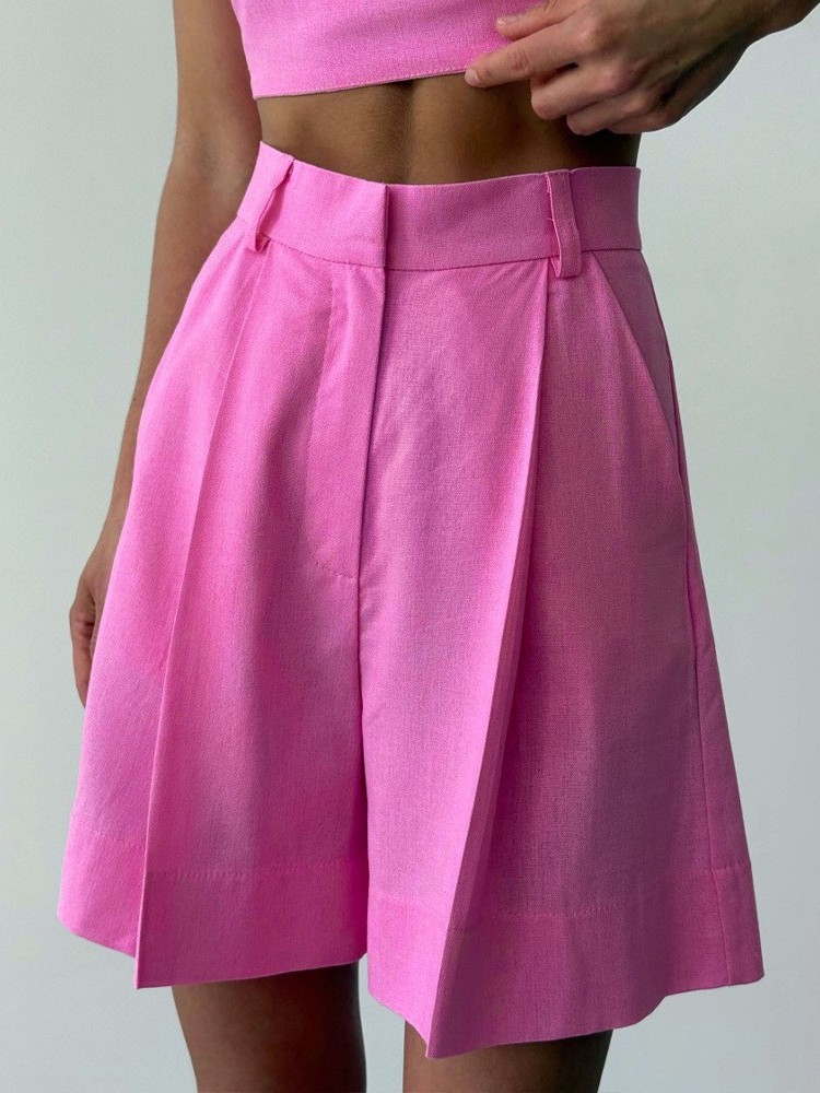 Linen Pant Wide - Повседневные льняные шорты с широкими штанинами,