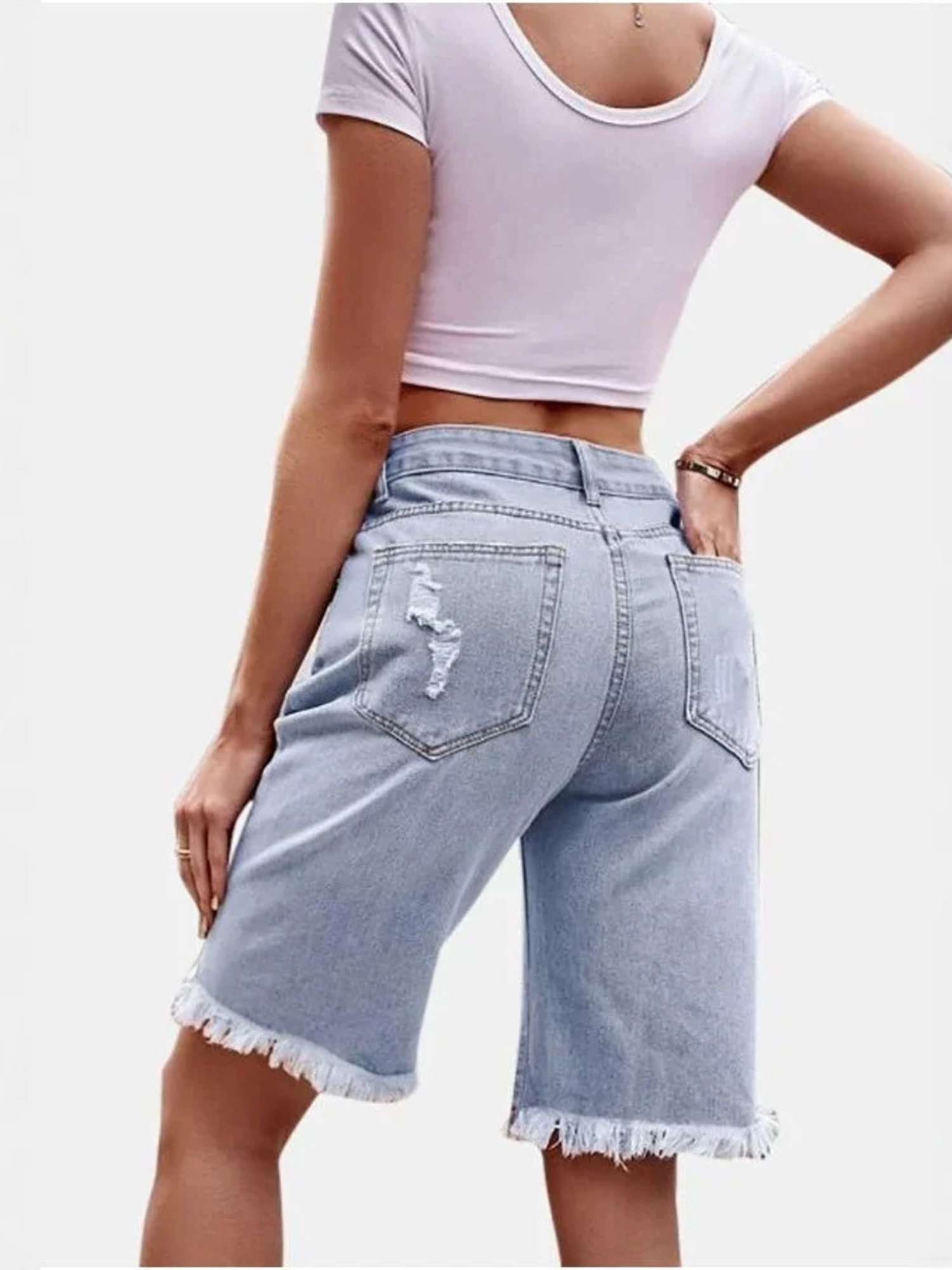 Женские джинсовые шорты-бермуд – обзор и цена Shorts Denim Frayed